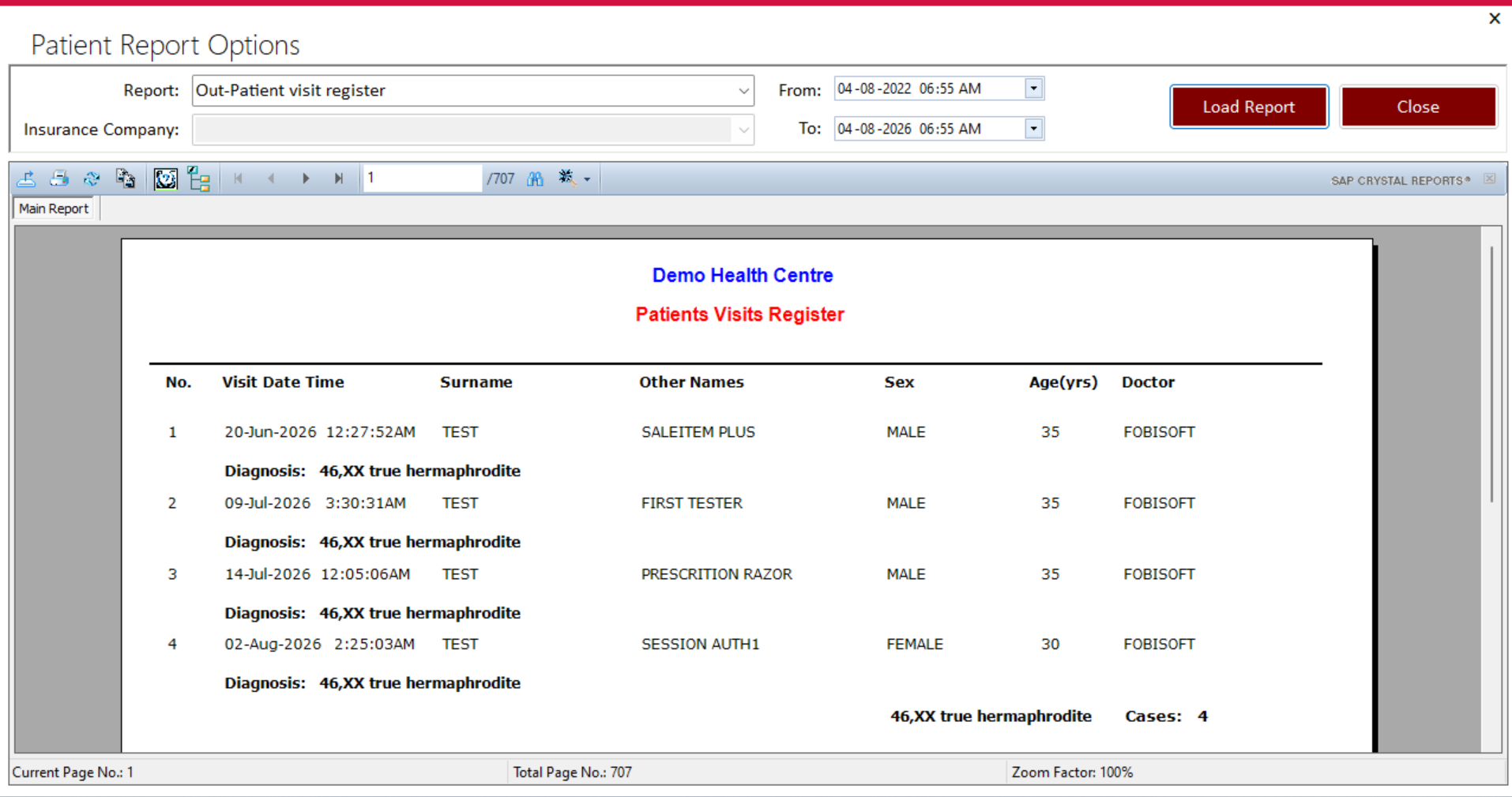 Outpatient Visit Report